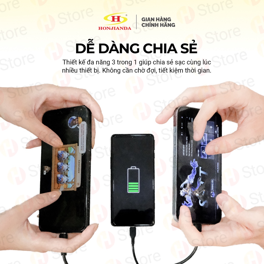 Dây cáp sạc usb đa năng 3 trong 1 type c micro usb chính hãng honjianda - ảnh sản phẩm 3