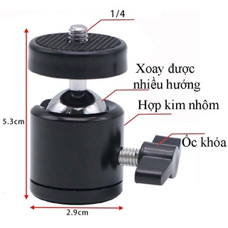 Ballhead mini cuely đầu bi xoay nhỏ 360 độ chân ốc 1/4 cho chân máy ảnh dslr