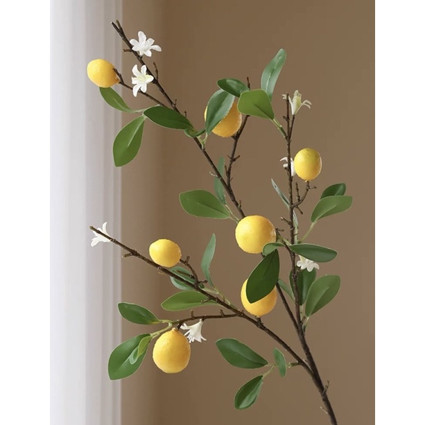 Cành chanh 7 quả, cành chanh Mỹ vàng dài 1m trang trí nhà cửa,cửa hàng,văn phòng,làm đạo cụ chụp ảnh