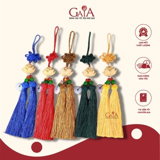 Bộ 2 Khánh treo xe hình bông sen gắn đồng điếu may mắn