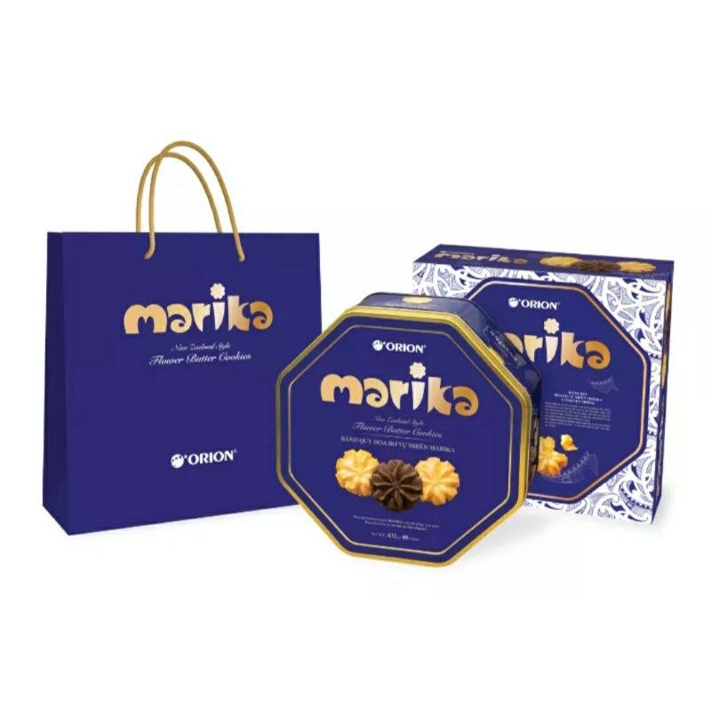 Bánh quy hoa bơ tự nhiên marika hộp thiếc orion 432g