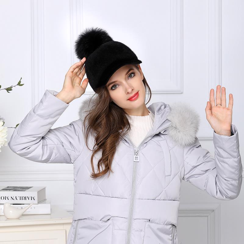 Mũ Lưỡi Trai Lông Cáo Dày Dặn Thời Trang Thu Đông Hàn Quốc Cho Nữ