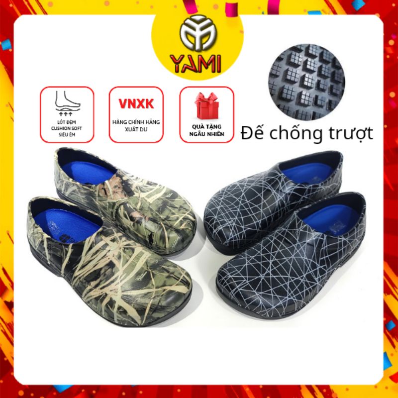 Giày Đầu Bếp, Phòng Kín, Spa, Giày Nhựa Đế Chống Trơn Trượt Dầu Mỡ Nhà Bếp, Giày VNXK Xuất Dư Tiêu Chuẩn Châu Âu