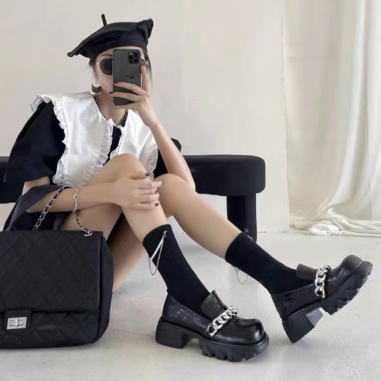 Giày Da Mũi Vuông Đế Dày Thời Trang Dành Cho Nữ