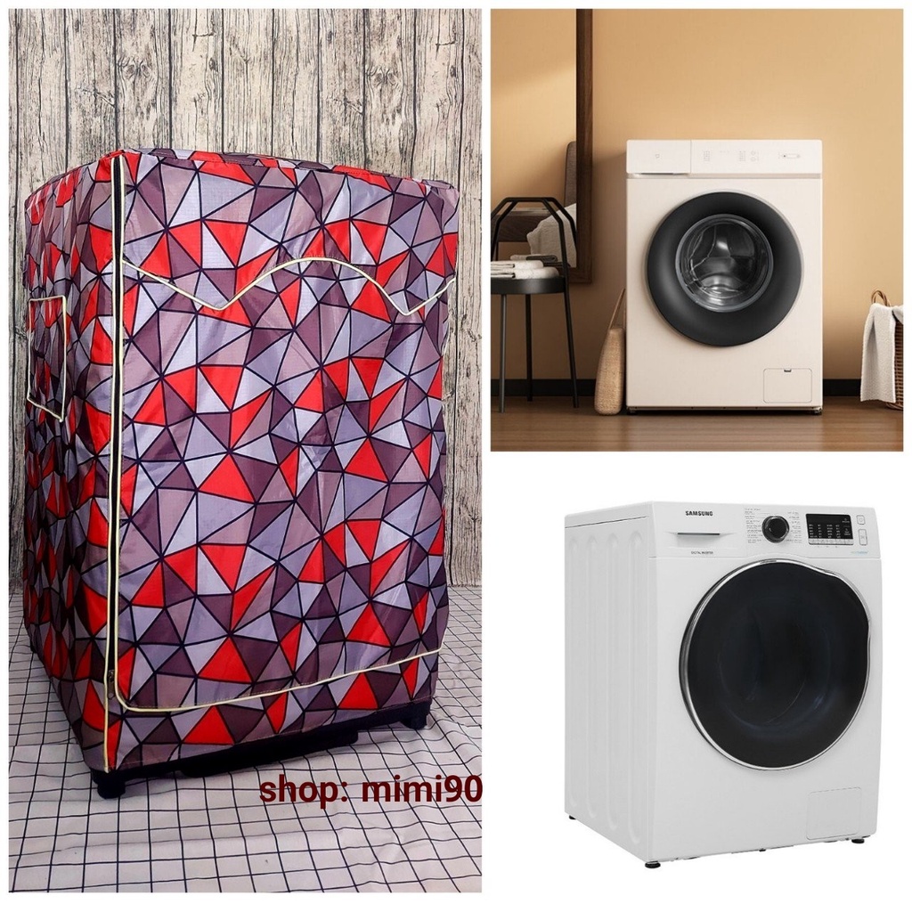 (Dành cho Dòng máy Samsung từ 8 - 21kg) Áo trùm máy giặt vải siêu dày, siêu bền dây - khóa kéo lớn, chống thấm nước