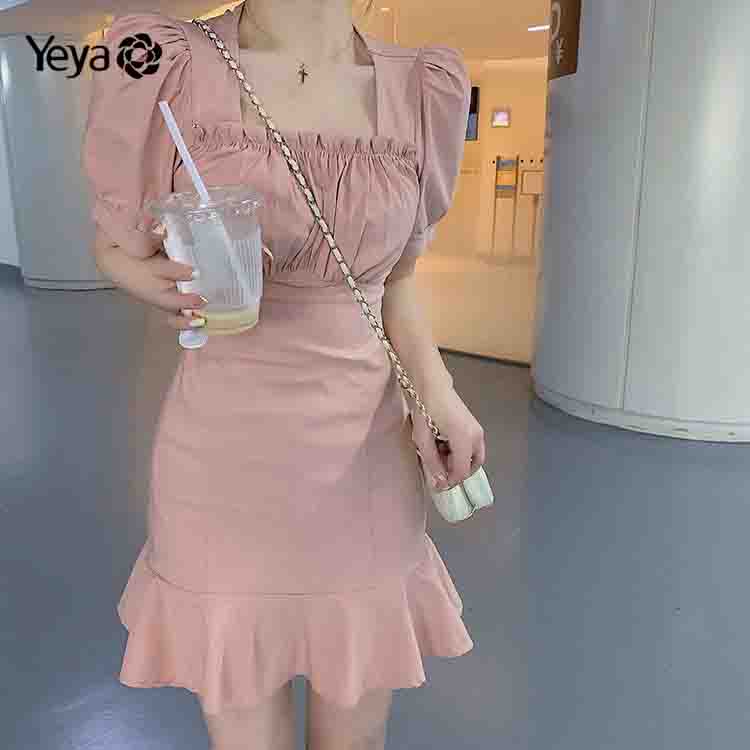 Đầm YEYA ngắn tay phồng phong cách ngọt ngào thời trang dành cho nữ