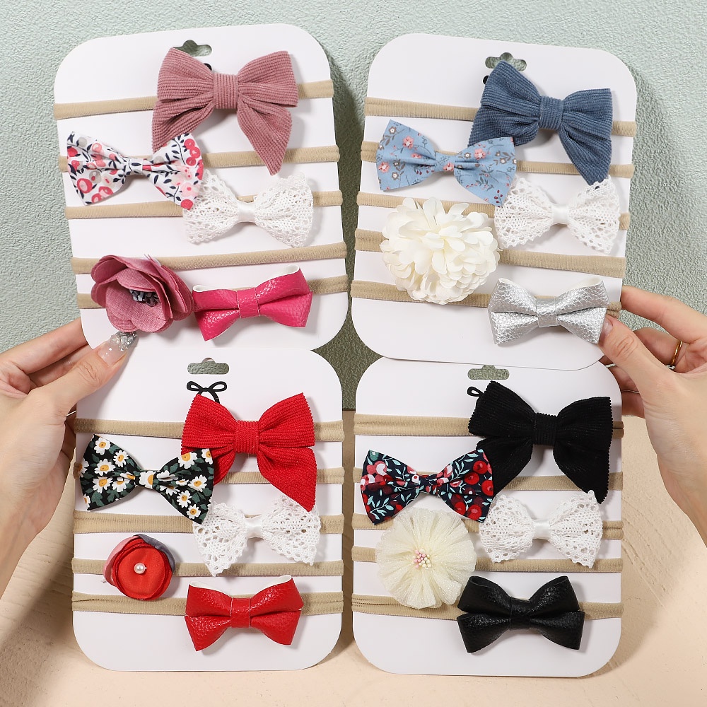 RainBow Bows Set 5 Băng Đô Nơ Xinh Xắn Dành Cho Bé Gái