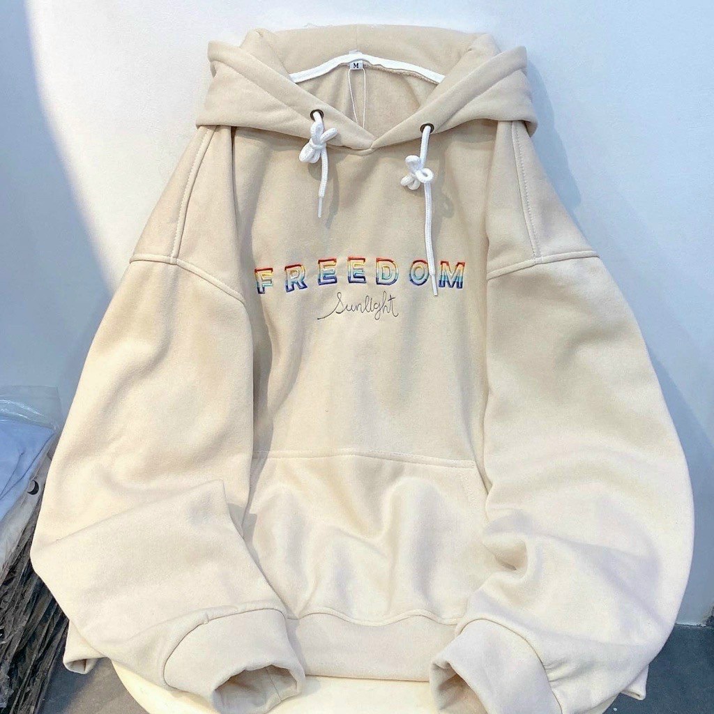 Áo Hoodie Chữ FREEDOM - Khoác Nỉ Có Nón Mũ 2 Lớp -Form Rộng Unisex Hàn Quốc Cặp Đôi Nam Nữ - Thu Đông