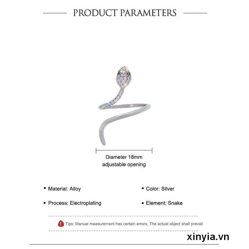 Nhẫn mở hình rắn đính đá zircon sang trọng thời trang đi tiệc cho phụ nữ