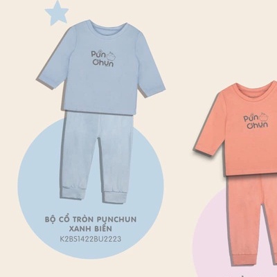 PUNCHUN mẫu mới 2022 Bộ dài tay cổ tròn cho bé từ 6m-5y