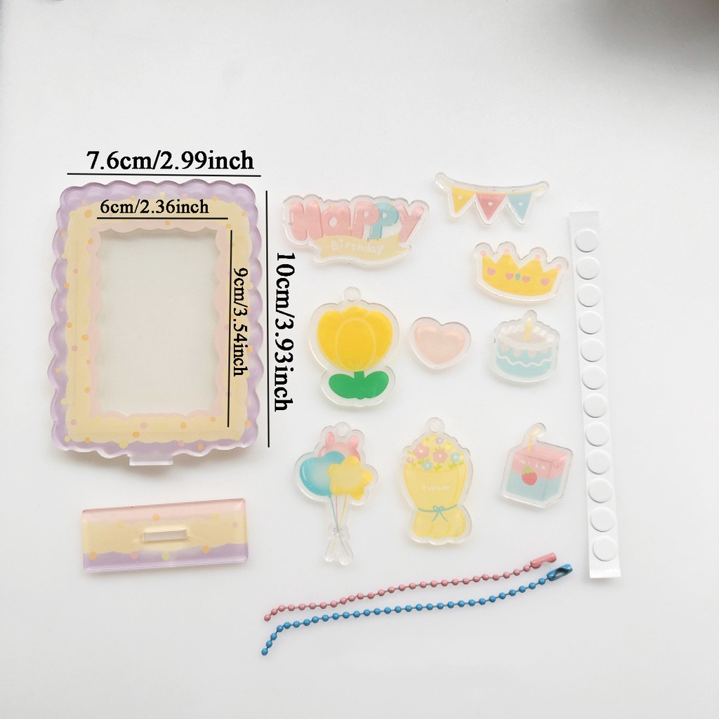 Khung Trưng Bày Ảnh Thẻ Bằng Acrylic 3inch Kèm Miếng Vá Và Dây Đeo Tiện Dụng