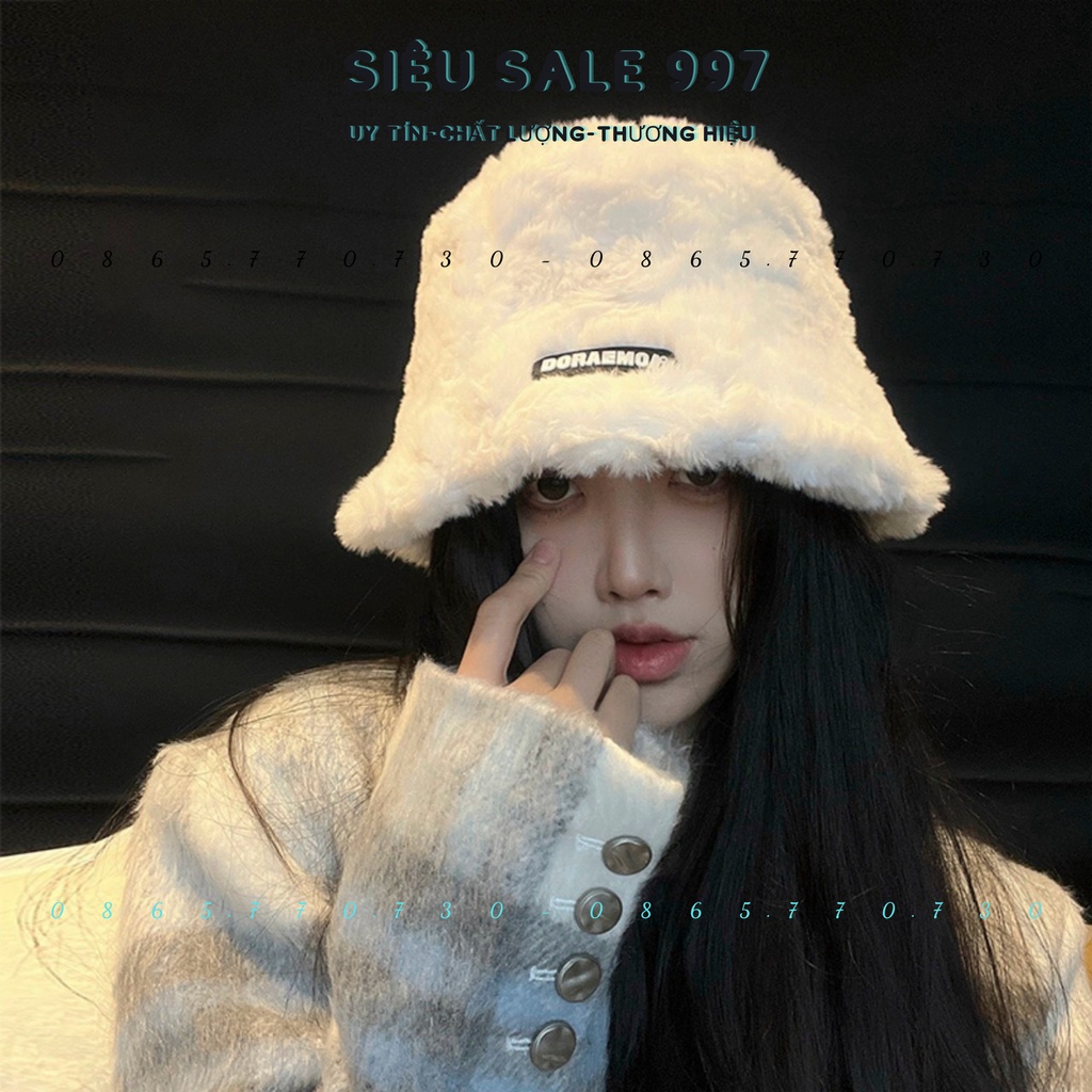 MŨ VÀNH QC DORAEMON CHẤT LÔNG THỎ XOẮN XỊN MỊN CAO CẤP