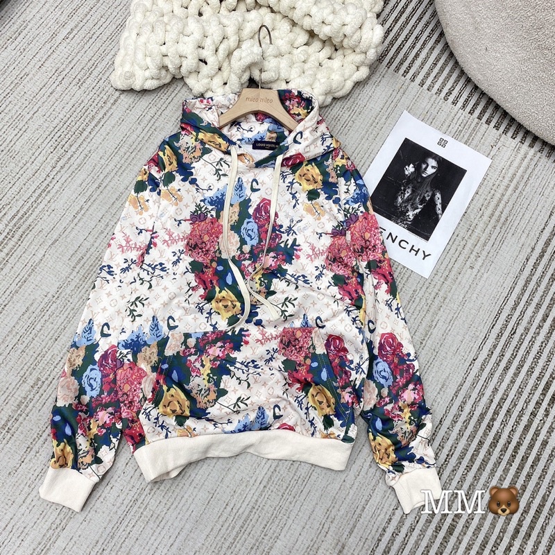 Áo nỉ hodie hoa độc lạ chất hoạ tiết hoa phối màu