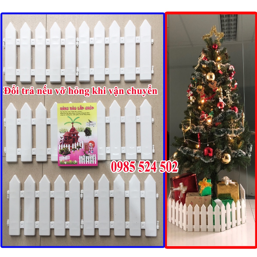 1,6m bộ Hàng rào lắp ghép cao 20cm trang trí cây thông Noel, sân vườn (giá trên là 1 bộ 6 mảnh), đồ trang trí noel