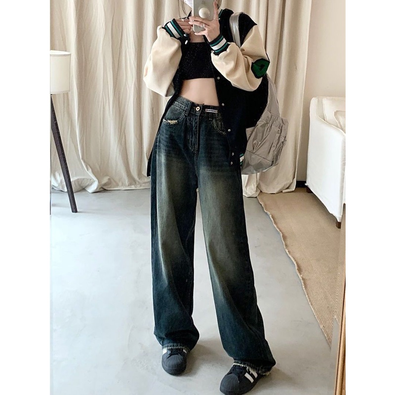 Quần Jean Nữ Lưng Thun Co Giãn Phong Cách Retro Xu Hướng Mới