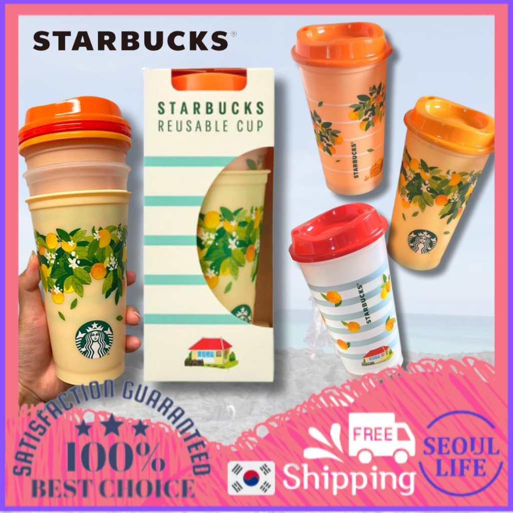 1 Set 3 Cốc Uống Nước Starbucks Hàn Quốc Có Thể Tái Sử Dụng 473Ml