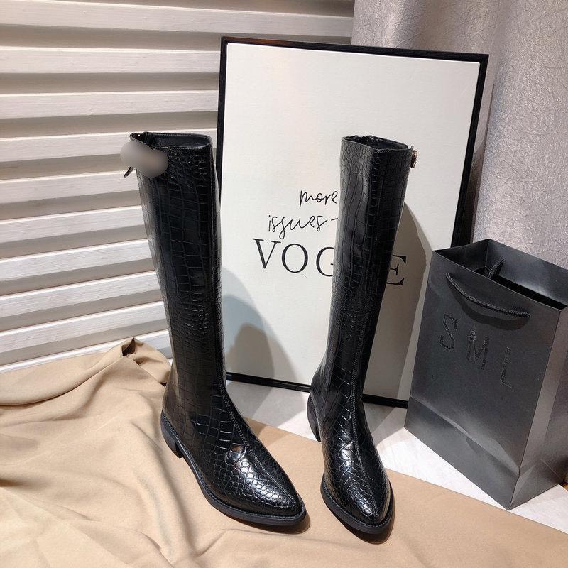 Bốt đùi nữ da vân sành điệu sang chảnh mũi nhọn  phom ống rộng da mềm khóa kéo sau gót gỗ cao 4 phân hàng QCCC đầy đủ hộ