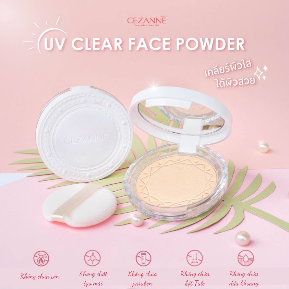 Phấn phủ kiềm dầu Cezanne UV Clear Face Powder Nhật Bản chống thấm nước SPF 28 PA+++ 10g