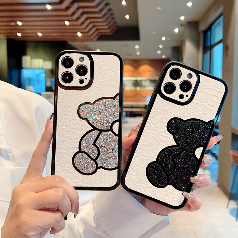 Ốp Điện Thoại Da Cứng Hình Gấu Lấp Lánh Chống Sốc Cho iPhone 14 Plus 14 + IP X Xr Xs Max 11 12 13 14 Pro Max