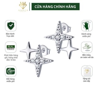 Khuyên tai nữ bạc Ý s925 sao băng bốn cánh E9785 - AROCH Jewelry