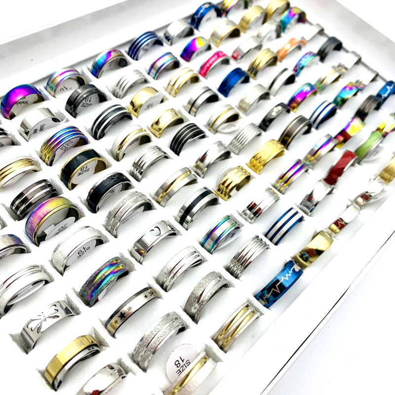 Set 20 Nhẫn Thép Không Gỉ Thiết Kế Mới Thời Trang Dành Cho Cả Nam Và Nữ