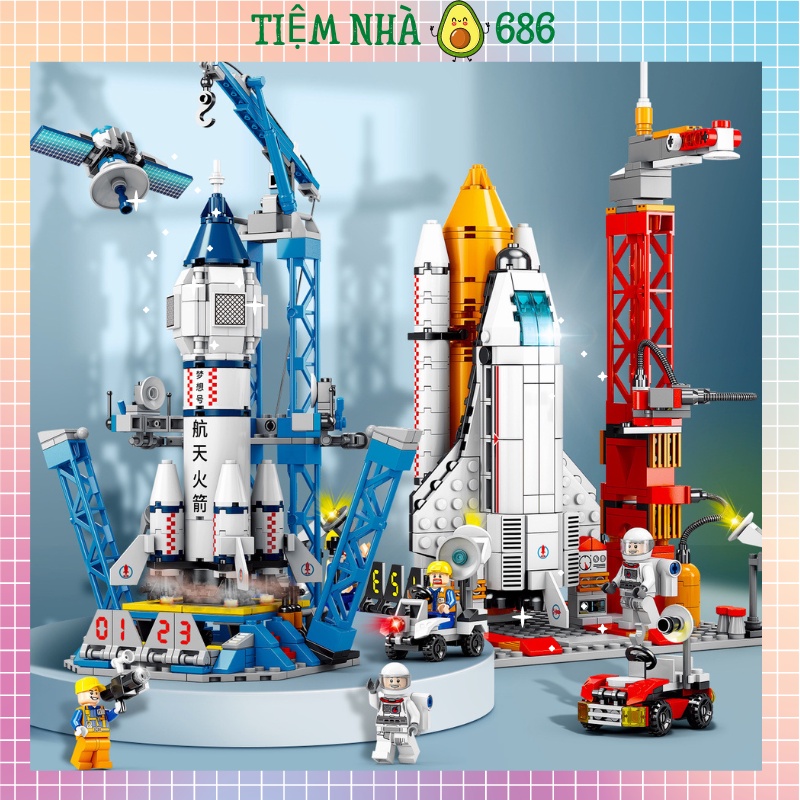 Mô hình lắp ráp lego phi hành gia tàu vũ trụ, mô hình trung tâm phóng tên lửa vệ tinh đồ chơi cho bé TIỆM NHÀ BƠ 686