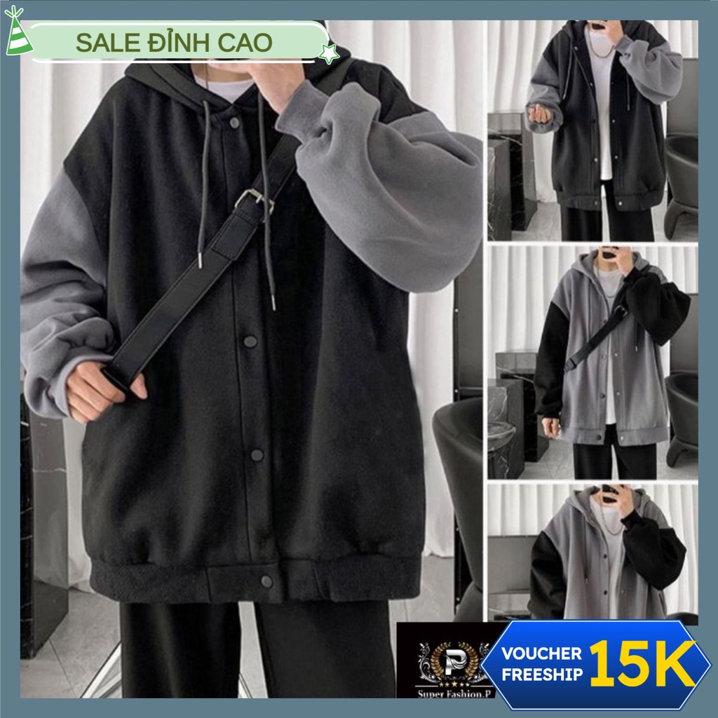 Áo khoác hoodie nam nữ form rộng, Áo khoác hoodie nam nữ phối tay form rộng nỉ dày unisex mẫu hottrend 2022