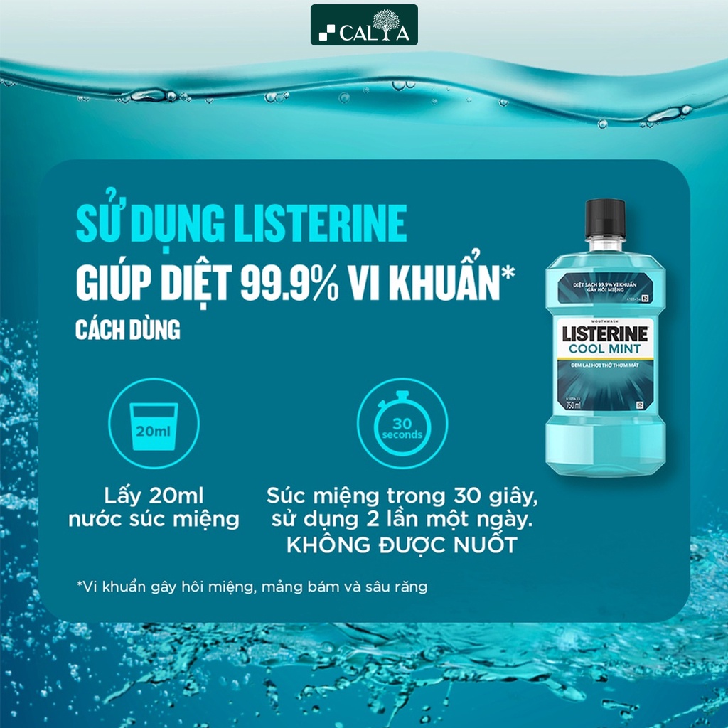 Nước Súc Miệng Listerine Làm Sạch Sâu, Giúp Hơi Thở Thơm Mát, Ngăn Vi Khuẩn - Listerine Coolmint Mouthwash 250ml/750ml