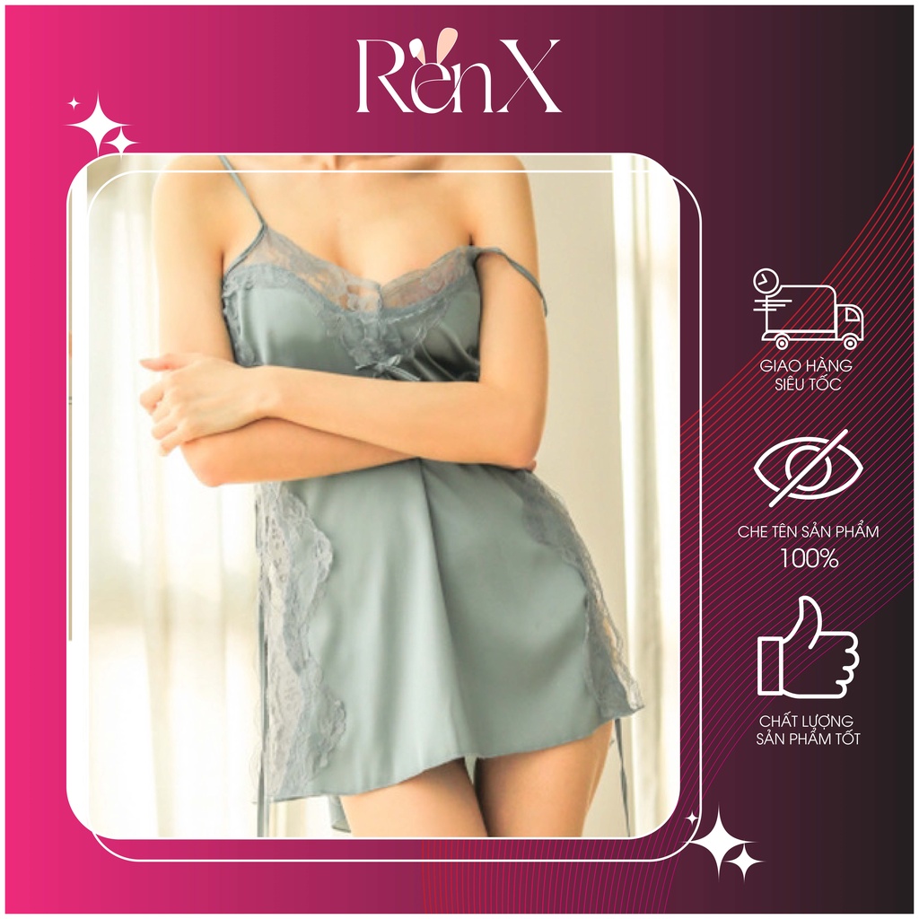 Váy Ngủ Lụa Cột Dây 2 Bên Sexy + Chip - RenX - VA2006