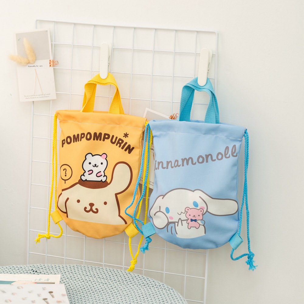 Túi Canvas Dây Rút Thân Thiện Với Môi Trường Họa Tiết Hoạt Hình Cho Bé