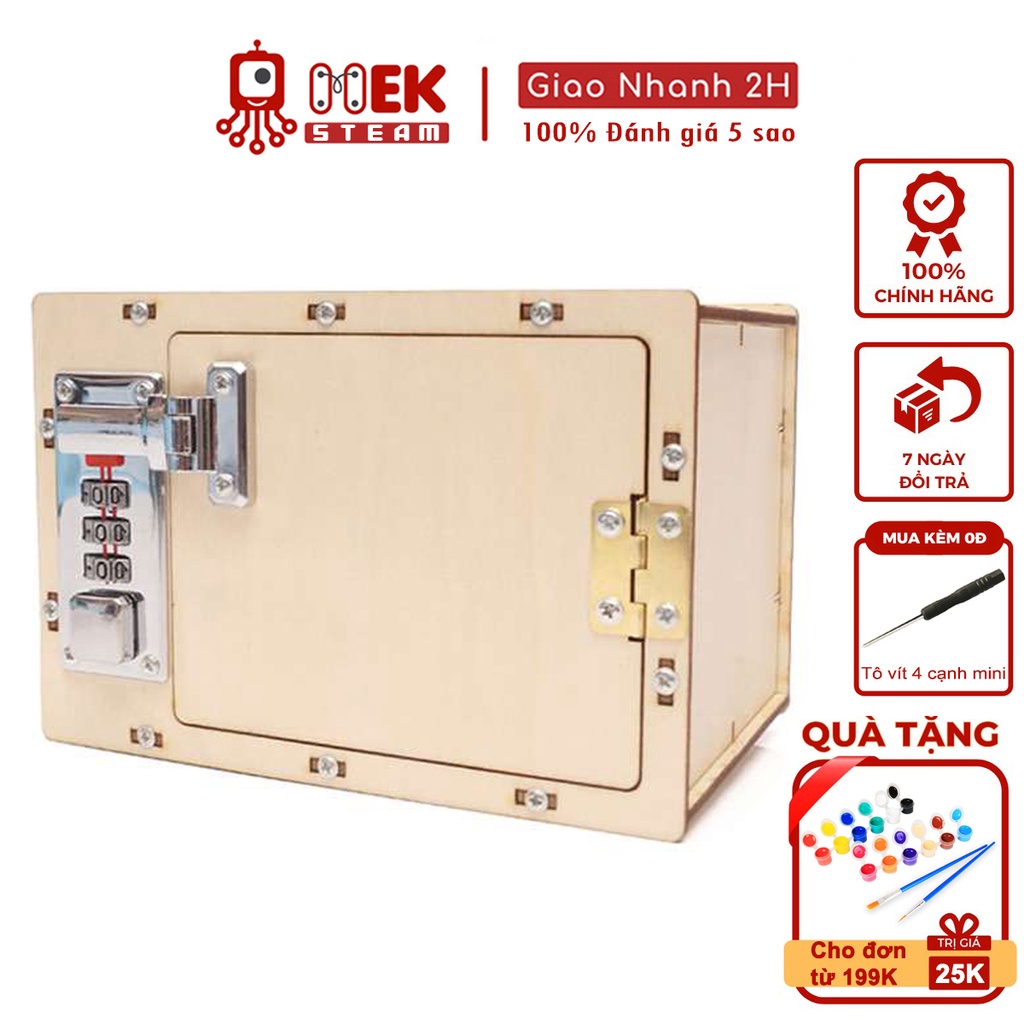 Đồ chơi trẻ em MEKVN bộ lắp ráp mô hình hộp khóa mật khẩu mã số R-27 bằng gỗ phát triển trí tuệ sáng tạo thông minh