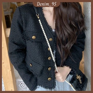 Áo khoác dạ tweed đen- hàng sẵn