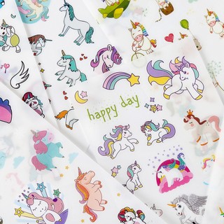 Bộ sticker kỳ lân 6 tấm hình dán hoạt hình dễ thương trang trí sổ bullet journal
