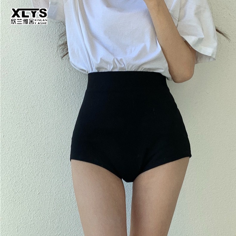 Quần short thể thao XINLANYASHE lưng cao màu đen thời trang cá tính cho nữ