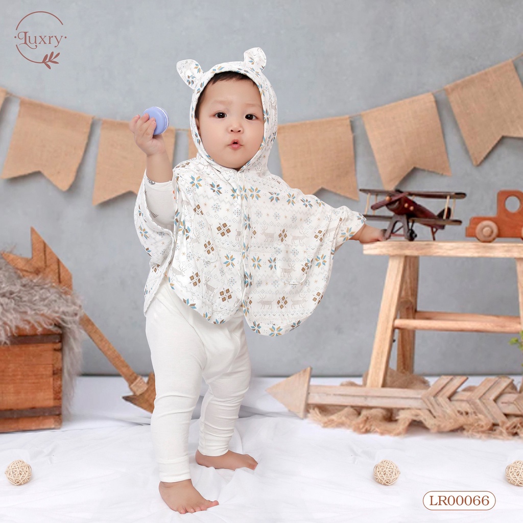 Áo choàng chất liệu vải sợi tre 2 lớp của nhà LUXRY cho bé trai bé gái từ 6 tháng đến 4 tuổi