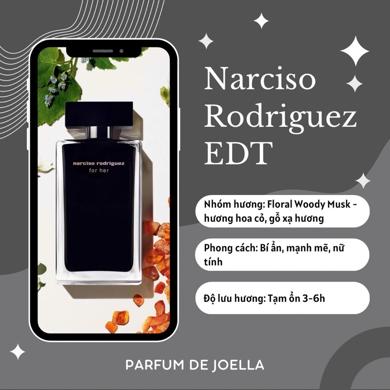 Mẫu Thử 10ml Nước Hoa Nữ Nar.ciso Rodriguez for Her Đen EDT Chiết