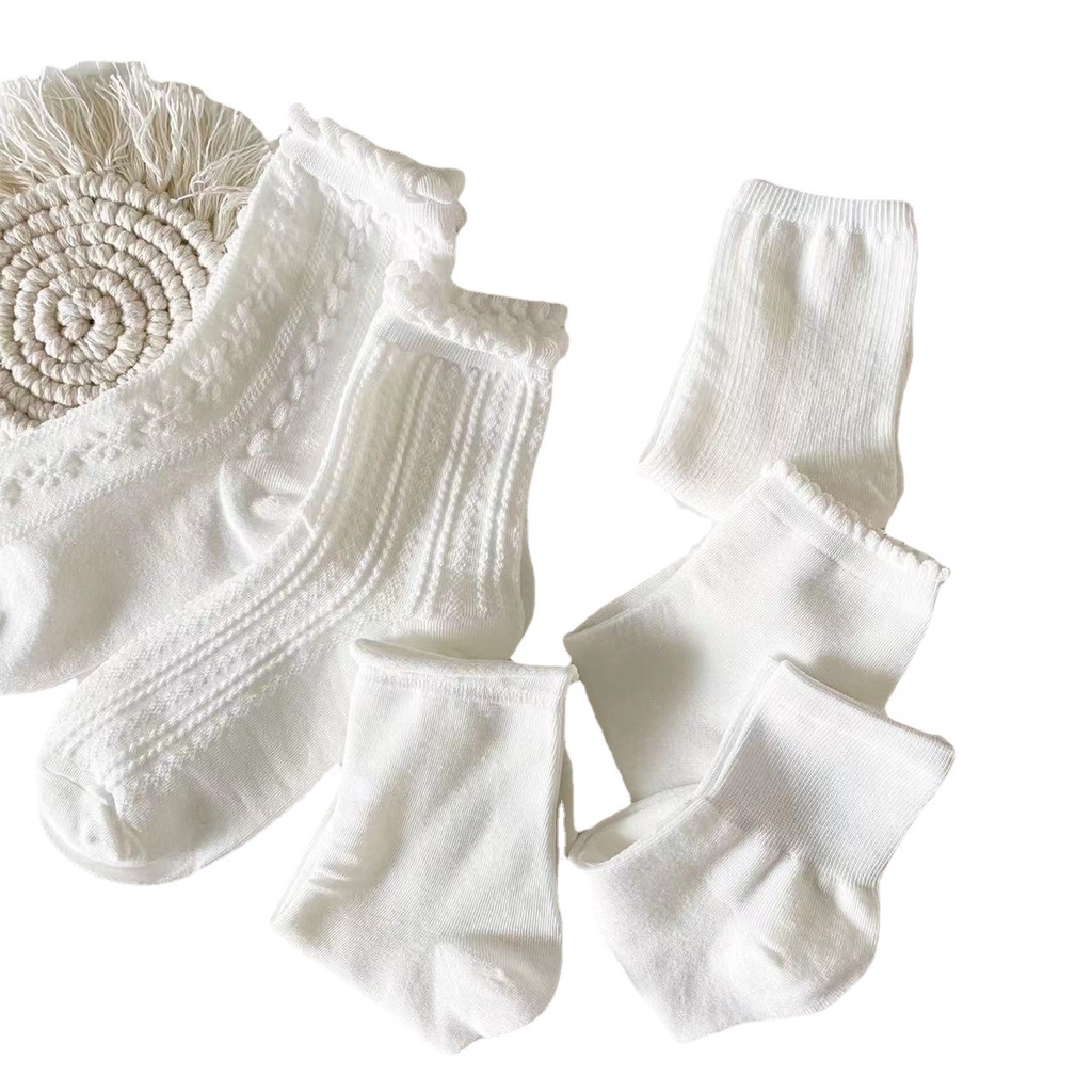 Vớ Trắng Mỏng Cổ Vừa Phối Ren Phong Cách Nhật Bản Dễ Thương Cho Nữ