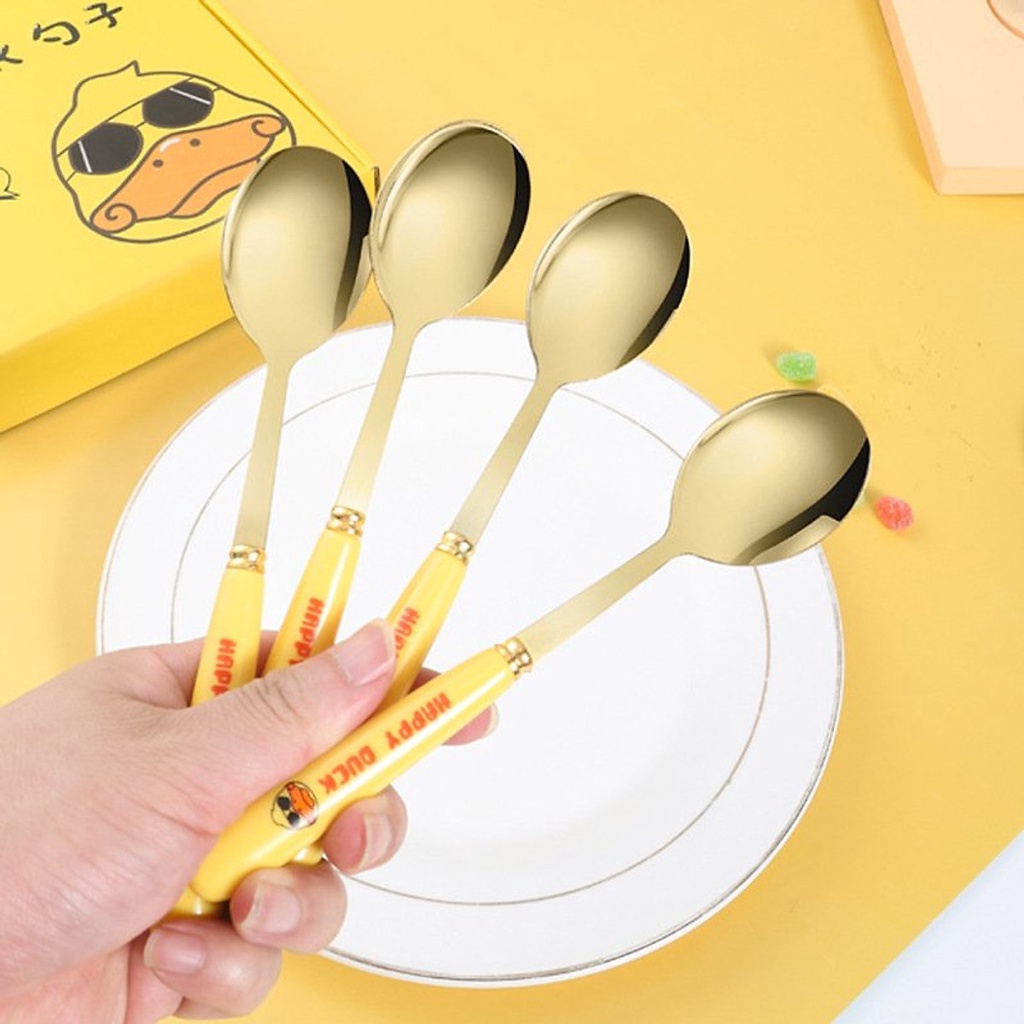 Hộp 6 muỗng inox hình vịt vàng Duck