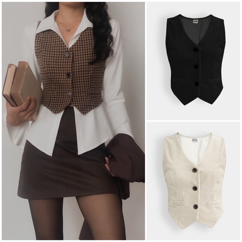 DALLA Áo gile nữ dạng vest cài khuy (GL03)