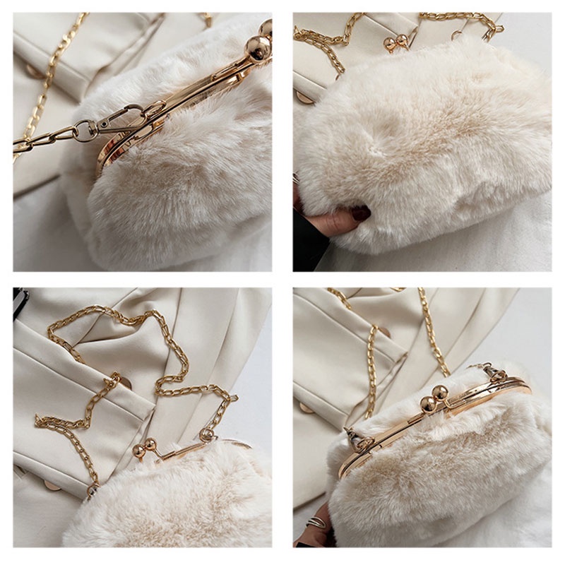 Mischa Túi Đeo Chéo Vai Màu Trơn Chất Liệu Lông Đơn Giản Thời Trang Thu Đông