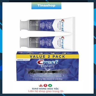 Pack 2 Kem đánh răng Crest 3D White Charcoal than hoạt tính hộp 2 tuyp x 107g