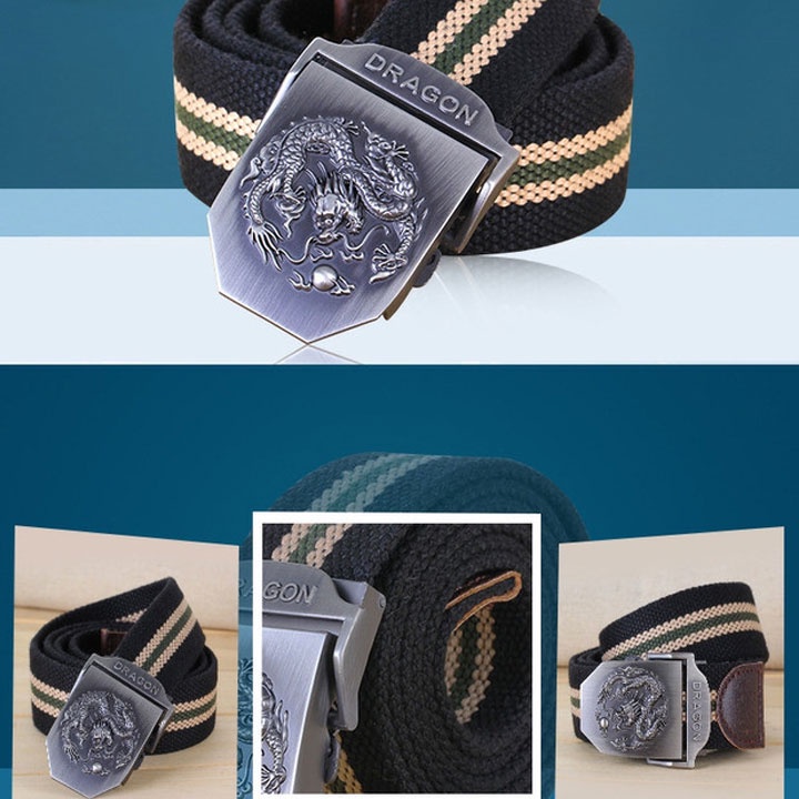 Dây Lưng Vải Bố Mặt Thép Không Ghỉ Phong Cách, Dây Nịt Lưng Nam Vải Dù Siêu Bền