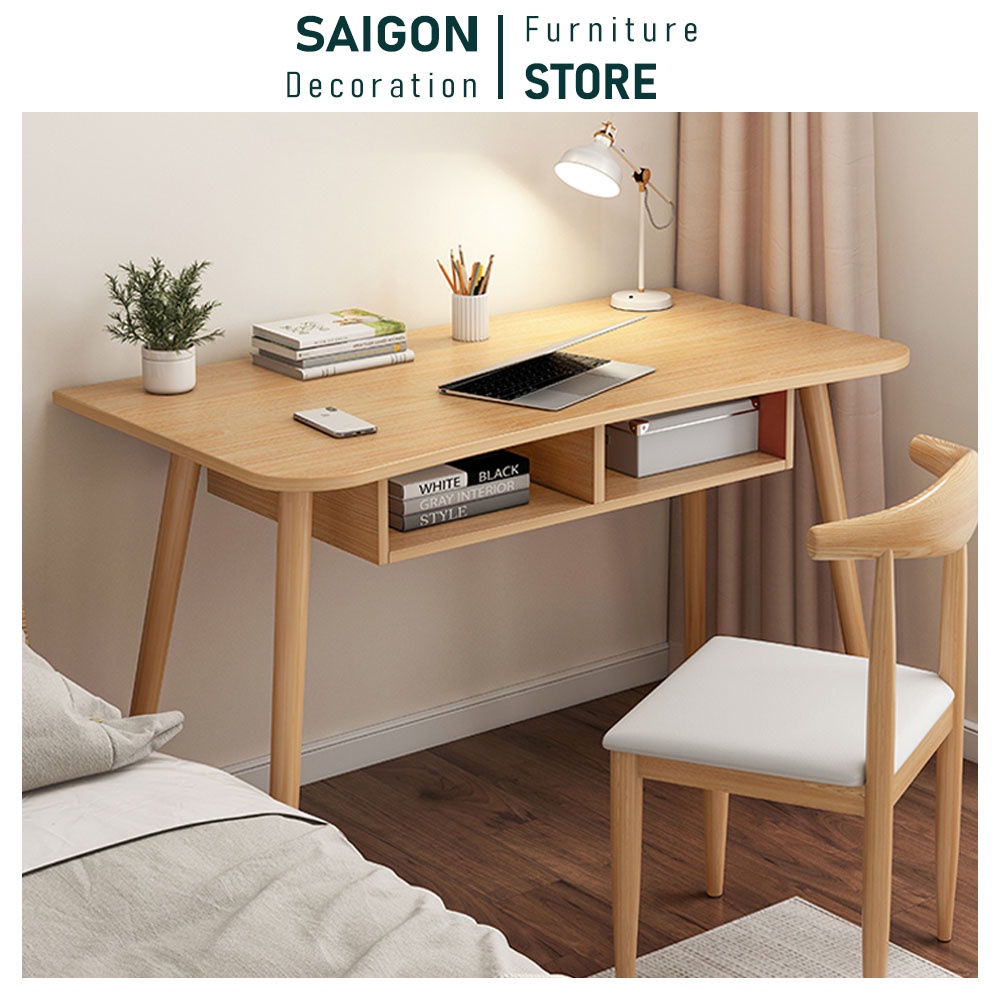 Bàn làm việc thông minh, bàn học gỗ có ngăn chứa đồ đa năng phong cách hiện đại - SGP185