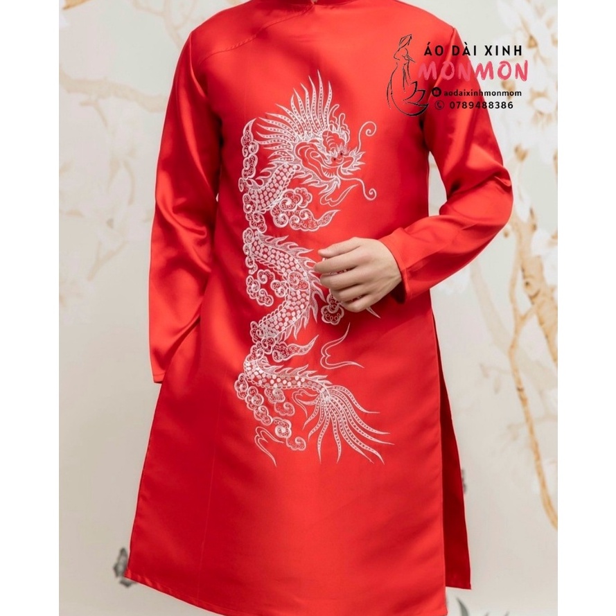 Áo dài cách tân nam THĂNG LONG chất liệu Tafta rồng thêu áo dài nam hiện đại kiểu dáng thanh lịch mạnh mẽ - AD20