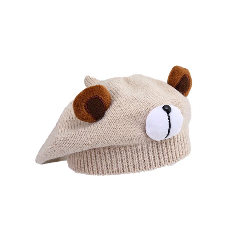 Mũ Nồi Dệt Kim Hình Gấu Hoạt Hình Dễ Thương Giữ Ấm Mùa Đông Chống Gió Cho Bé Trai Và Gái