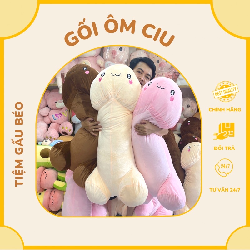 Gối Ôm gấu bông Ciu 50cm, 1 mét- 100% bông xịn