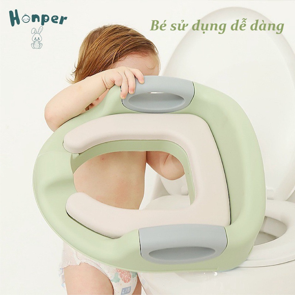 Bệ ngồi vệ sinh thu nhỏ bồn cầu/toilet cho bé HONPER có tay vịn nệm êm chống trượt