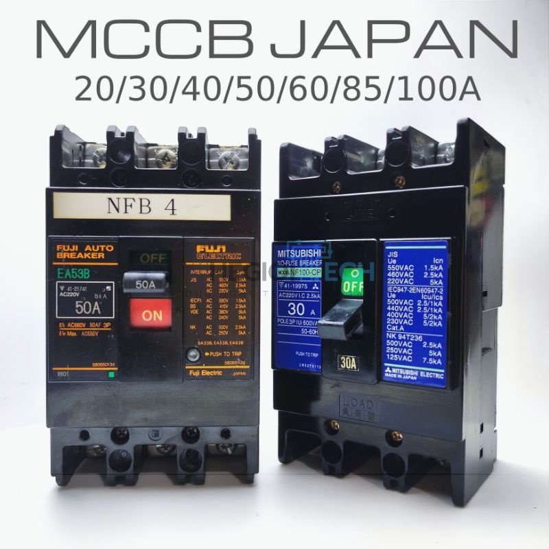 Aptomat 3 Pha Mitsubishi 20A/30A/40A/50A/60A/75A Hàng Tháo Tủ Đẹp Như Mới - 75A
