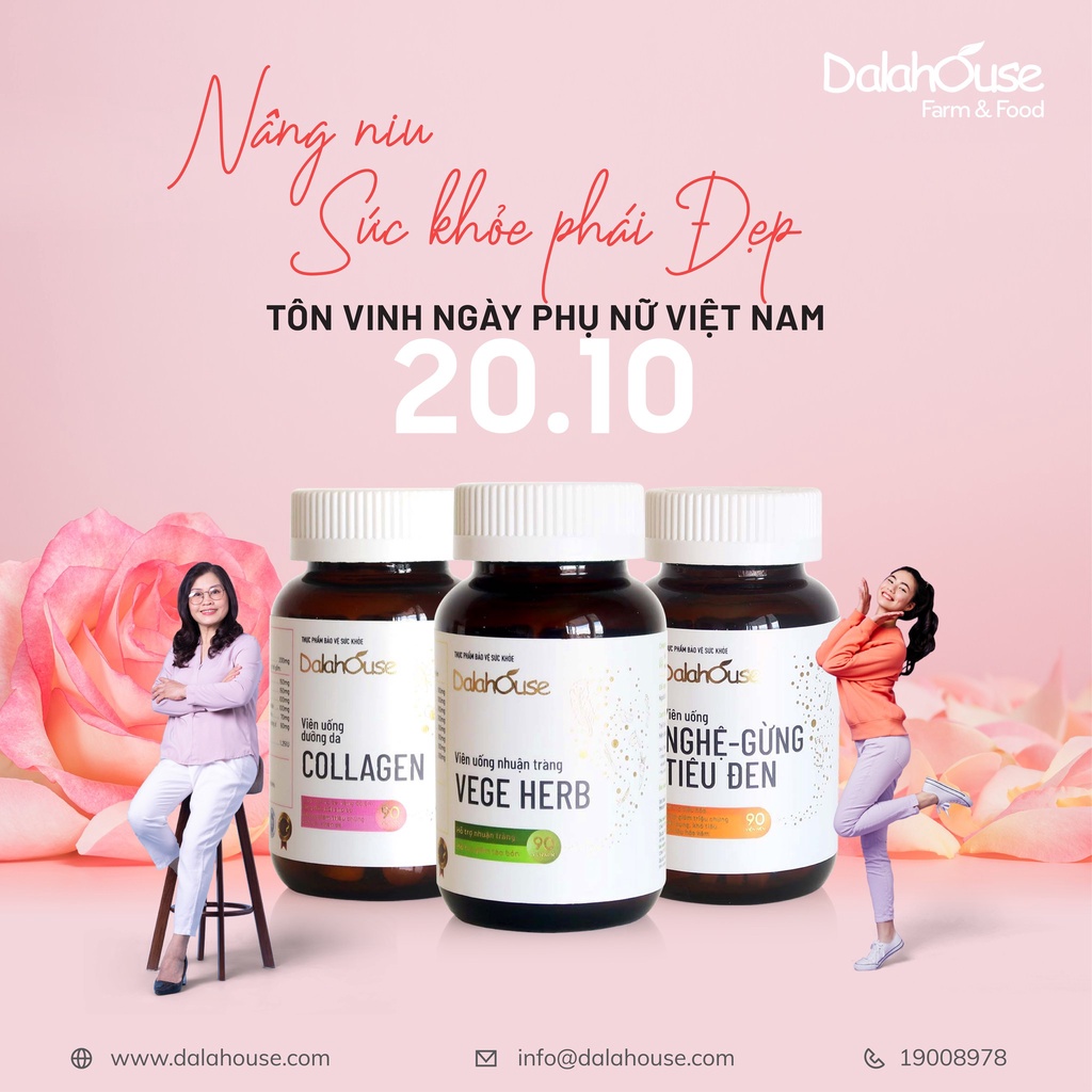Viên Rau Thảo Mộc Dalahouse - Viên Rau Nhuận Tràng - Nhuận Tràng Tiêu Hóa Tốt - Ngăn ngừa táo bón hiệu quả