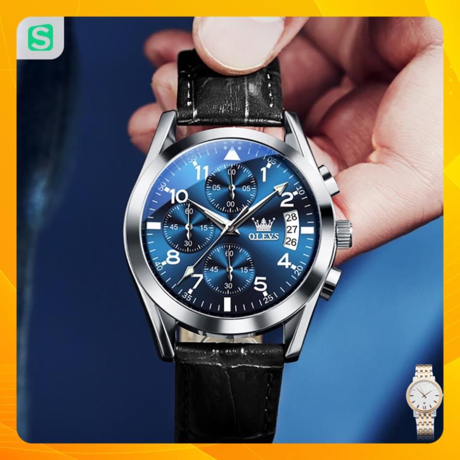 Đồng hồ nam chính hãng OLEVS 2878 dây da bò  Chống thấm nước sâu  hiệu ứng phát sáng